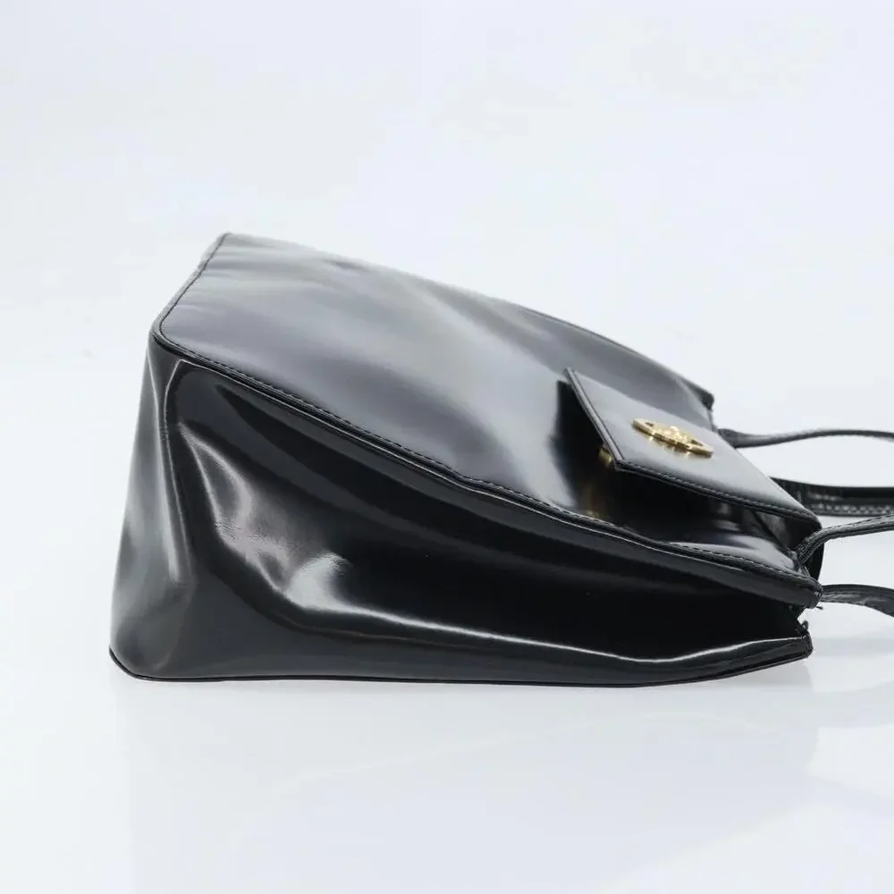 Gianni Versace Patent Leather Tote Bag Black